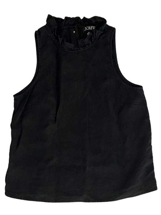 J. Crew Tops - J. Crew Linen Sleeveless Ruffle Neck Top | Black | Size XXS